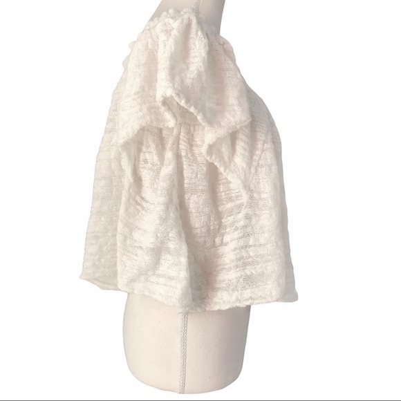 Free PEOPLE IVORY WHITE OFF THE SHOULDERS FRILLS & THRILLS BOHEMIAN TOP - Picture 4 of 7